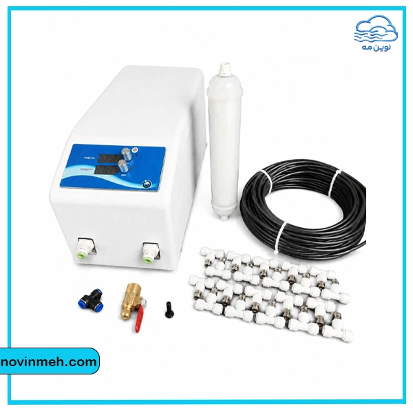 پکیج مه پاش نیمه صنعتی 20 نازله NM (با پمپ تایوانی و تایمر دیجیتال)